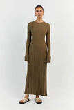 New Women's Fashion Elegant Knitted Dress Sweater Dress Holiday Style Solid Color Bottom Dress