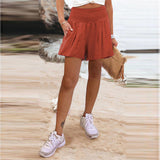 2025 Women's Hot Selling Solid Color High-Waisted Elastic Shorts Tight Waist Wide Leg Slacks