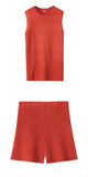 Women's Clothing 2025 Spring New Fashion Casual Multi-Color Knitted Vest + Shorts Set