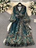 2025 Early Spring New French High-End Feel One-Sape-Style T-Shirt With Belt-Print Dress Women's Light Luxury Elegant Long Dress