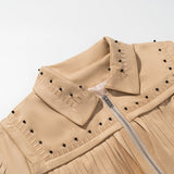 Ins Female Retro 2025 Summer New Tuxedo Rivet Fashion Leather Short Jacket Jacket