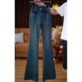 Blue High-Waisted Micro-Tight Jeans Women's Spring And Autumn Pear-Shaped Body Narrow Version Of Slim Elastic Showing Thin Straight Trousers