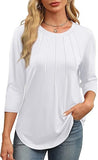Explosion 2025 New Fashion Casual Roll Collar Seven-Sleeve Top Bottom Shirt