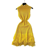 Simple Design Sleeveless Knitted Dress Women's Summer Hair-Throw Slimming Pure Hot Girl Short Skirt