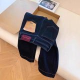 Lazy Wind Dark Blue High-Waisted Straight Jeans Women Autumn And Winter New Design Sense Loose Broad Legs Long Pants