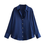 New Women's Clothing In Autumn 2025 20 Color Buff Silk Densate V Collar Long-Sleeved Striped Vertical Shirt