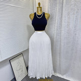 Classic Fashion Folding Wave Half-Dress French Sweet High-Waisted A-Shaped Skirt Mid-Long Folds Skirt