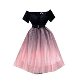 Sensing A Niche Design Bumpy Shoulder Dress Summer Women's Small Net Yarn Waist Princess Dress