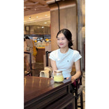 Korean Casual Style Niche White Short-Sleeved T-Shirt Black Irregular Design Half-Body Dress Suit Women's Summer