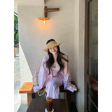 Lazy Wind Relaxation Long-Sleeved Sunscreen Shirt Sling High Waist Hanging Feeling Thin Leisure Pants Three-Piece Summer New Summer