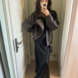 Vintage Heavy Industry Pu Leather Jacket Autumn Sweet Cool Hot Babes Oversize Premium Locomotive Jacket