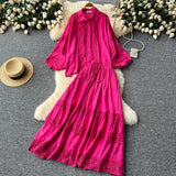 Age-Relay Suit Female Senior Sleeve Lace Splicing Lantern Long-Sleeved Shirt + High Waist Slim Swing Skirt