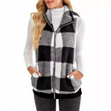 Women's Vest 2025 New Lattice Plush Shirt Vest Collar Sleeveless Women's Coat