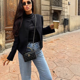 Women's Solid Color Coat 2025 Spring Commuter Leisure Buckle Dress Short Long-Sleeved Round-Neck Suit