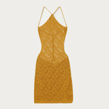 2025 High-End Summer Women's Temperament High-End Slings Bare Back Hollow Short Dress Women