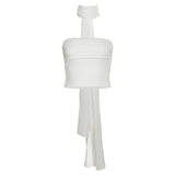 2025 Autumn Fashion Trend Women's New One-Word Shoulder-To-Shoulder Umbilly Solid Color With A Small Vest