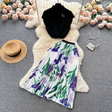 Vintage Elegant Style Suit Women's Summer High-End Design Sense Niche Sleeveless Shirt Top + Two-Piece Dress