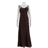 2025 New Women's Sexy Hottie Long Sling Skirt With A Vertical Feeling With A Shoulderless Sleeve