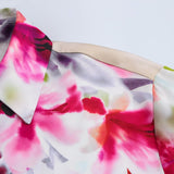 Sweet Floral Chiffon Shirt Long-Sleeved Top Woman 2025 New Retro Shirt Bow T-Shirt