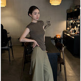 Re-Ancient Money Style Slim Design Design Sense Short-Sleeved T-Shirt Women Summer New Temperament Commuting Casual Pants Set