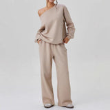 Spring 2025 New Set Women's Printed Round-Neck Loose Bat Sleeves Wide Leg Trousers Fashion Set