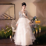 2025 New Temperament Long-Term Cash Waist Fishtail Skirt Wedding Dress Elegant Gold Squine Mother Dress