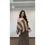 Vintage Niche Curry Syringe Knitted Shirt Women's Casual Straight Straight Slim Skirt Suit