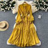 Elegant Dress Female Design Sense Single Buckle Loose Belt Strap Thin Temperament Over The Knee Dress 0515
