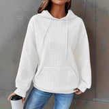 New Wish Autumn And Winter Explosion Of Solid Color Hooded Drawstring Fashion Long-Sleeved Lady's Loose Dress