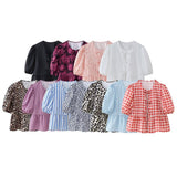 Spring 2025 New Women's Leopard Print Short-Sleeved Shirt