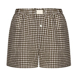 2025 Summer New Ladies Leisurely Comfortable High-Waisted Broad-Legged Retro Lattice Shorts