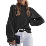Autumn/Winter 2025 New Loose Half-High Collar Knitwear Women's Solid Color Turtleneck Sweater