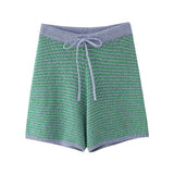 2025 Summer New Women's Loose Knit POLO Shirt Top High Waist Shorts