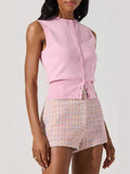 Summer New Knitted Top Women's Sexy Sleeveless Outer Button Vest Vest