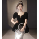 Black Evening Dress Dresses Women's Banquet Light Luxury Small Adult Hosts French Fishtail Temperament Long Evening Dress