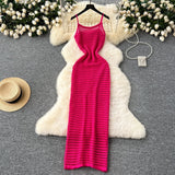 Empty Grid Sling Dress Women's Summer New Folding Coat Wearing Long Body Dressing Vest Burqa Skirt