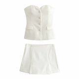 Women's Clothing 2025 Spring New Sexy 4 Color Tight Single-Breasted Breast Small Vest + Short Skirt Set
