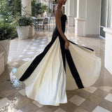 Big Low Breast Hanging Long Dress Spring 2025 Splicing Party Sexy Banquet