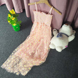 Net Yarn Girl Small French 2025 Folding Dress Slings Super Fairy Waist Thin Dress New Retro Daisies Summer