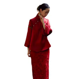 New Chinese Cheongsam Toast Suit 2025 New Retro National Style Wedding Dress Engagement Dress Long Sleeve