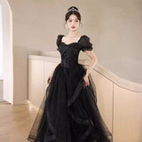 Black Evening Dress Dress 2025 New Banquet Temperament Long-Term Luxury Minit Dinner Hosts Walk Show Evening Dress