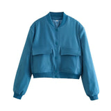2025 New Women's Fashion French Big Pocket Short Autumn Bomber Jacket Jacket