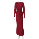 Hot Women's Evening Dress 2025 Summer New Fashion Temperament Dress With A Round-Neck Long-Sleeved Dress