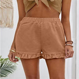 2025 New Women's Shorts Burst Casual High-Waisted Cotton Straight Trousers