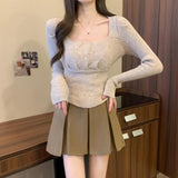 Large-Size Skirt Irregular Skirt Women Autumn And Winter New Fat Mm High Waist Thin Crops A Word 100-Fold Skirt