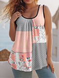 Summer Round Collar Vest New Art Splicing Pattern 3D Digital Printing Sleeveless Women's Folding Vest