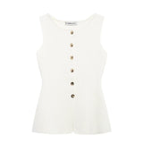 Asian Women's Clothing 2025 Autumn And Winter New Fashion Vest Gold Button Flat Needle Vest