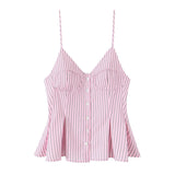 Single-Dran Buckle Swing 2025 Wide Short Female Vest Open Back Sexy Sling Skirt V-Neck Summer