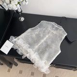 Flower Style Fashion Multifunctional Vest Women Summer Thin Three-Dimensional Lace Sleeveless Open Shirt Embroidery Net