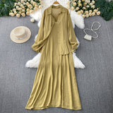 Lazy Wind Leisure Two Sets Of Women Loose Outside Thin Long-Sleeved Shirt Cover Skinny Sling Dress